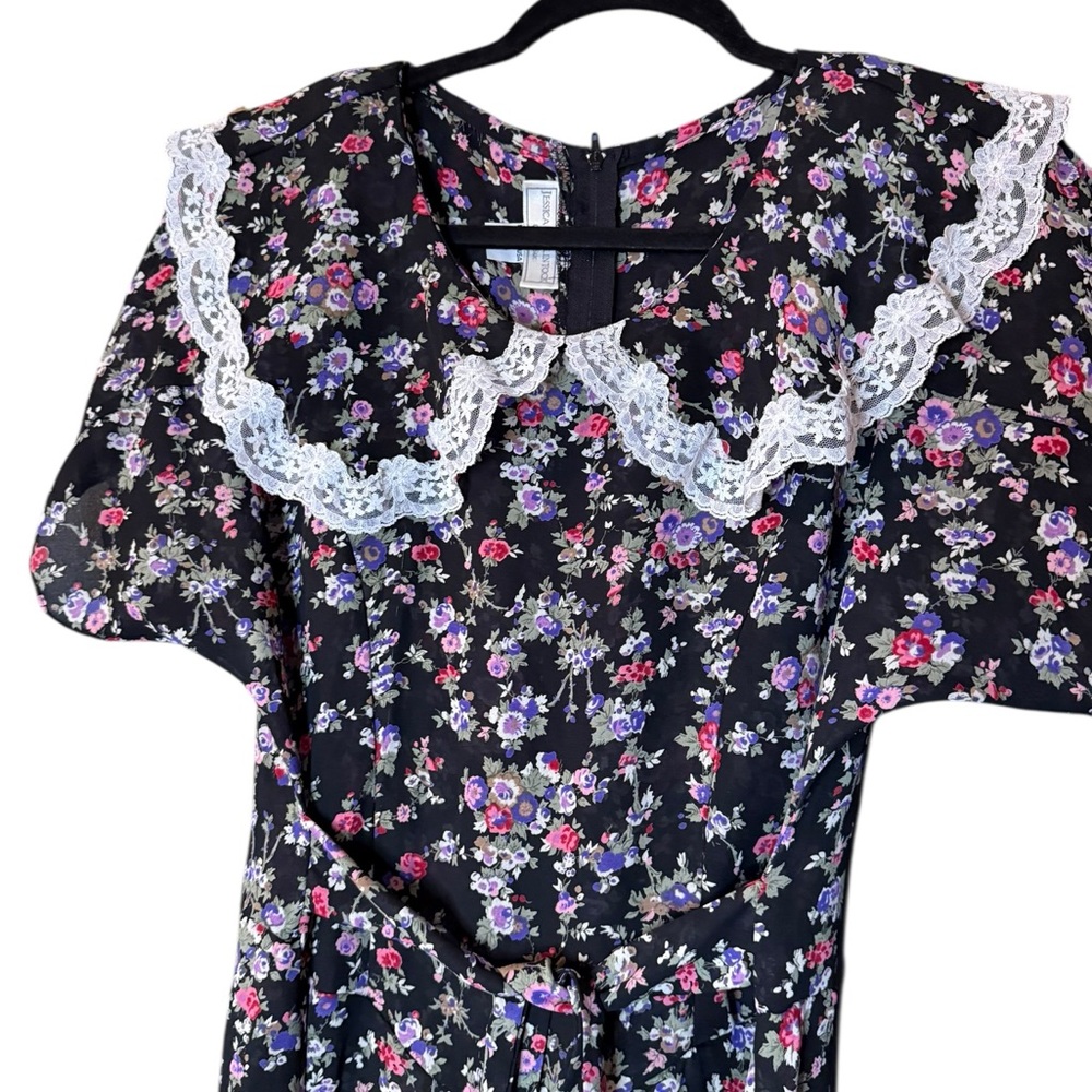 Vintage Jessica McClintock Gunne Sax Floral Cottagecore Dress - Picture 6 of 13